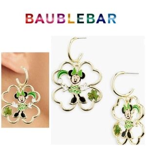 BaubleBar Minnie Mouse Shamrock Errings in Green and Gold